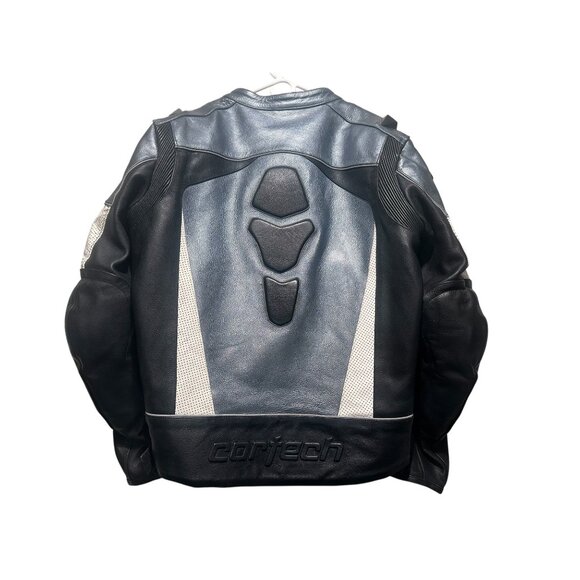 Cortech Impulse Motorcycle Jacket Men 2XL Leather Black Metallic Reflective Pads - Picture 2 of 16